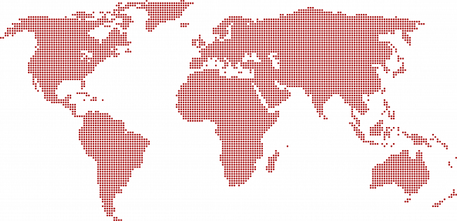 world map made with red dots